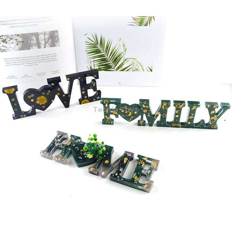 2 PCS DIY Crystal Epoxy Silicone Letter Mold(Anti-letter MD3302_Family Mold)