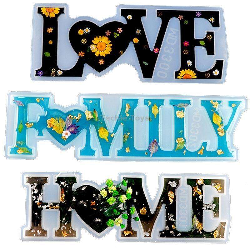 2 PCS DIY Crystal Epoxy Silicone Letter Mold(Anti-letter MD3302_Family Mold)