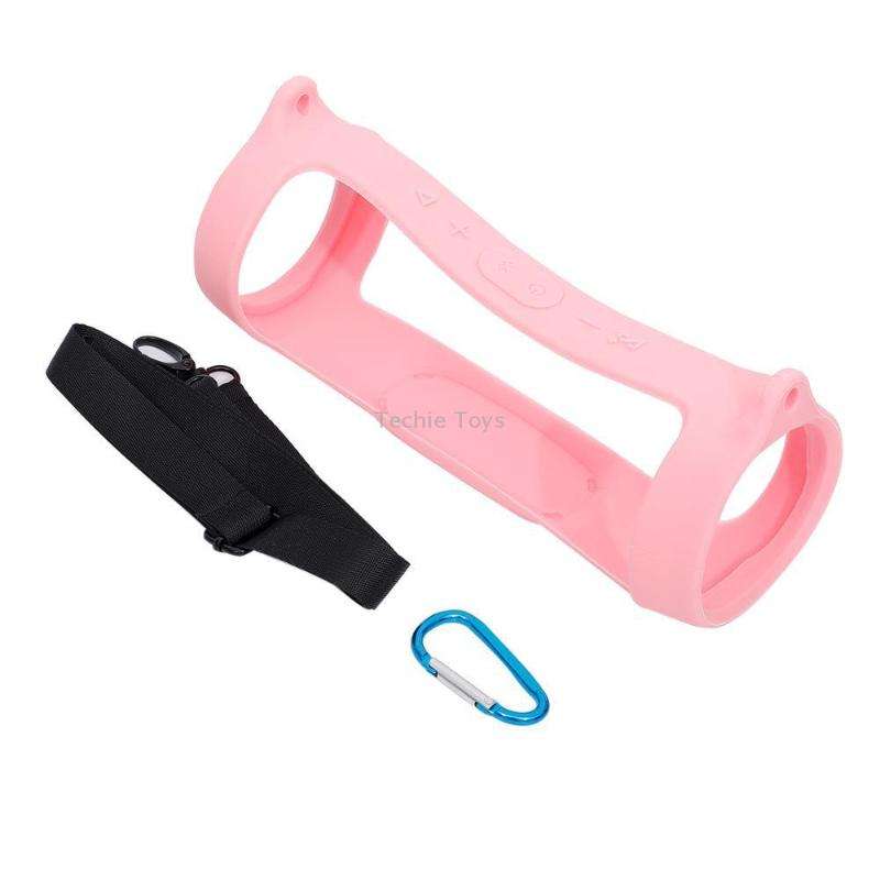 For JBL Charge 4 Bluetooth Speaker Portable Silicone Protective Cover with Shoulder Strap & Carabine