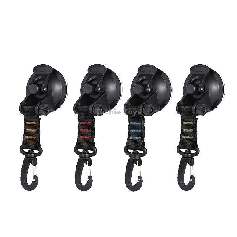 3 PCS Car Tent Suction Cup Home Users Outside Travel Portable Suction Cup Hook Round Carabiner(Red)