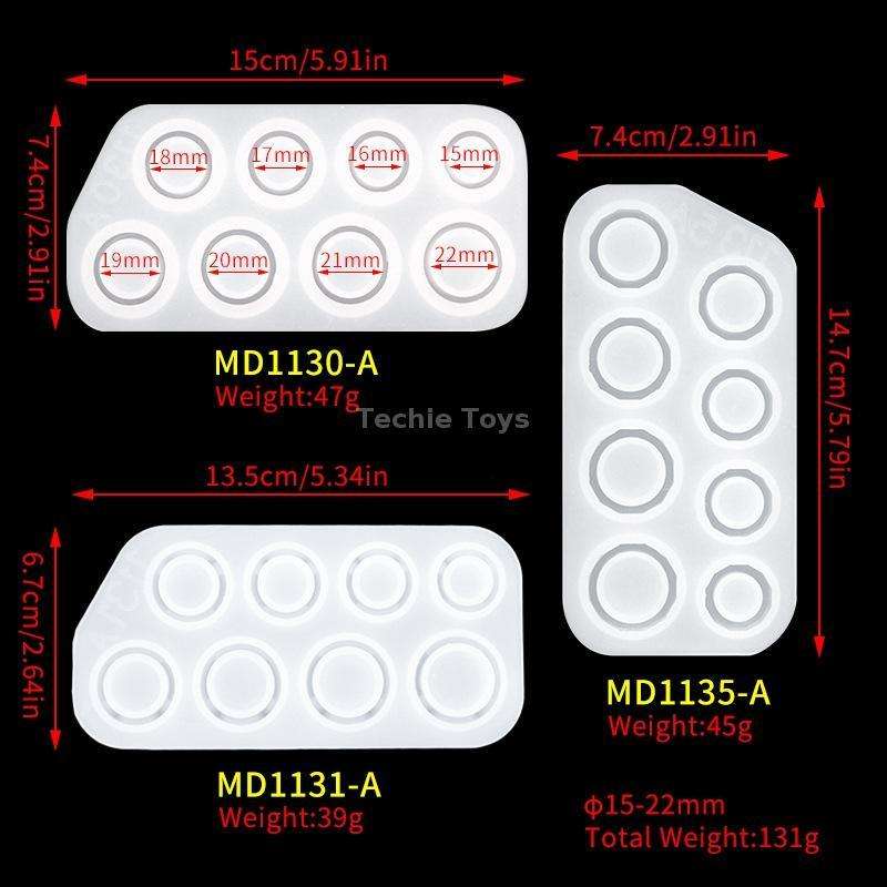 3 in 1 DIY Crystal Dripping Ring Pendant Silicone Mold Arc-Shaped Section Ring Mold(MD1130A + MD1131