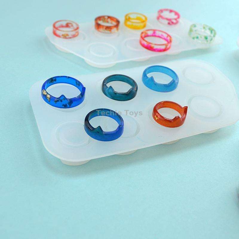 3 in 1 DIY Crystal Dripping Ring Pendant Silicone Mold Arc-Shaped Section Ring Mold(MD1130A + MD1131