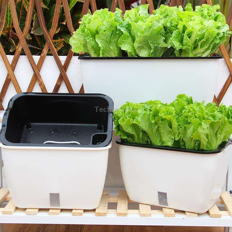Family Balcony Rectangular Plastic Self-Absorbent Vegetable Growing Pot Flower Pot, Style: SC02 Big