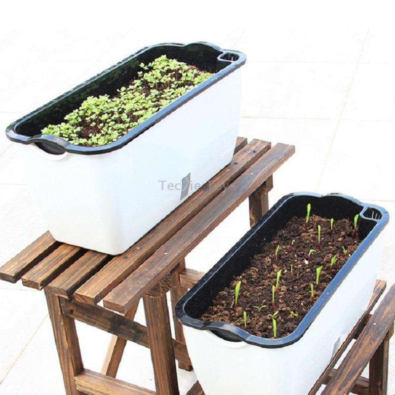 Family Balcony Rectangular Plastic Self-Absorbent Vegetable Growing Pot Flower Pot, Style: SC02 Big