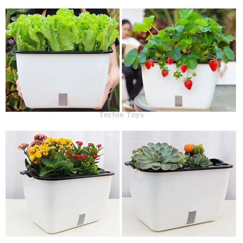 Family Balcony Rectangular Plastic Self-Absorbent Vegetable Growing Pot Flower Pot, Style: SC02 Big