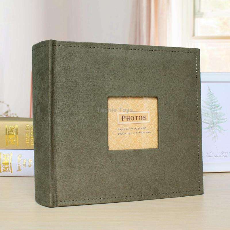6 Inch 200 Sheets Flannel Retro Photo Album Interstitial Photo Storage Book(Green)