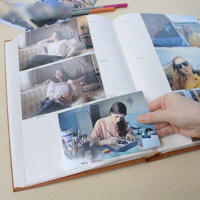 4R 6 Inch 300 Sheets Cloth Photo Album Retro Insert Photo Album Postcard Storage Photo Album(White)
