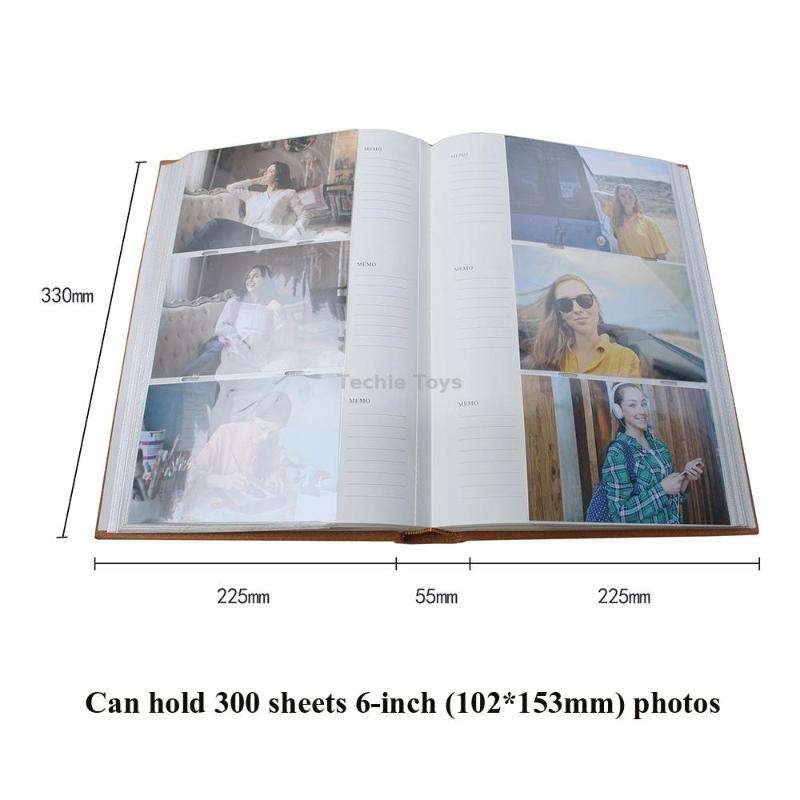 4R 6 Inch 300 Sheets Cloth Photo Album Retro Insert Photo Album Postcard Storage Photo Album(White)
