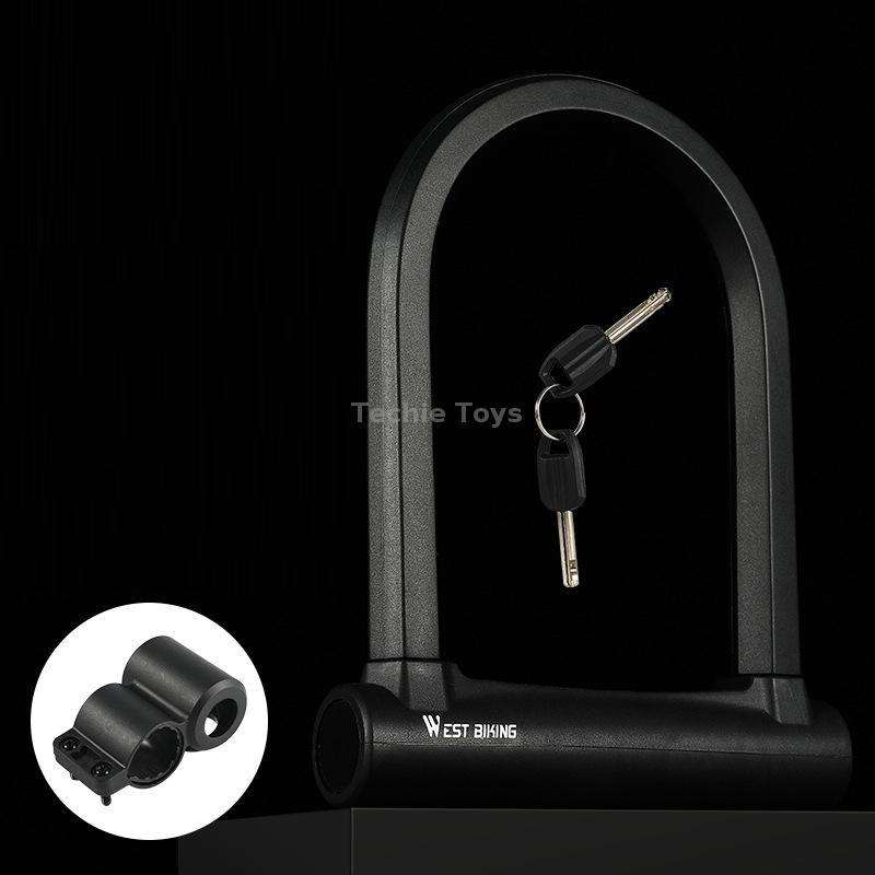 WEST BIKING Extra Large U-Shaped Bicycle Key Anti-Theft Lock(Black)