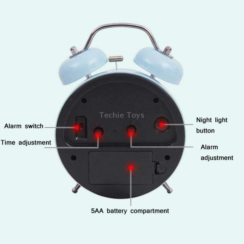 Student Cute Style Bell Alarm Clock Bedside Mute Clock With Light Spec Y36 4 Inch (Beige)