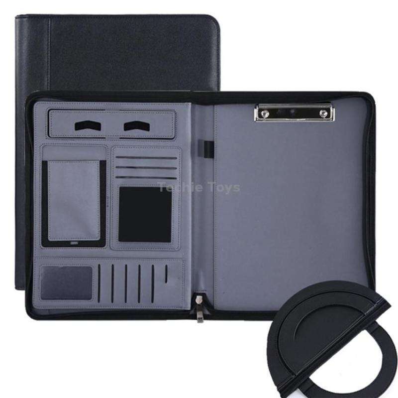 KC601 A4 Multifunctional Portable Folder Business Zipper Bag Leather Folder, Style: No Chargeable No