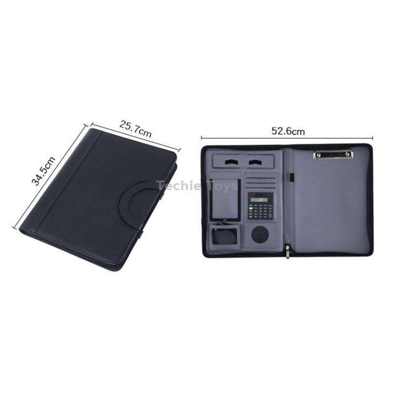 KC601 A4 Multifunctional Portable Folder Business Zipper Bag Leather Folder, Style: No Chargeable No