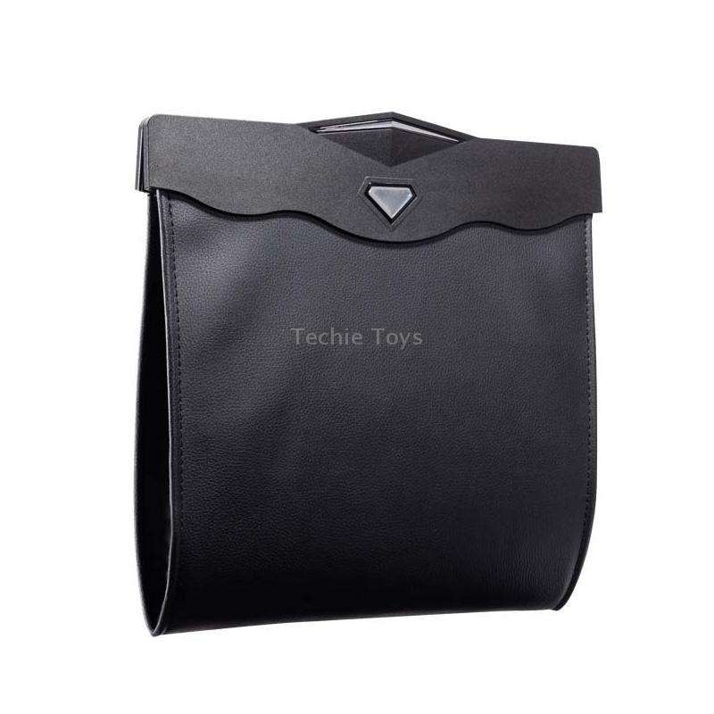 Car Trash Can Car Chair Back Hanging Storage Box Hidden Folding Storage Bag With LED Light(Black)