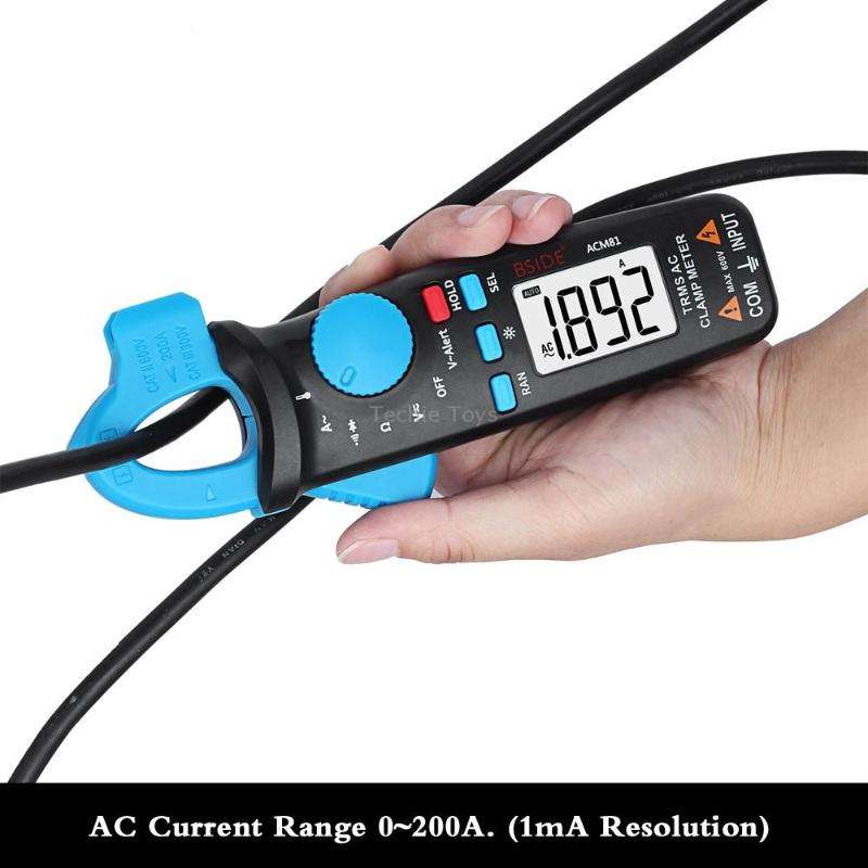 BSIDE ACM81 Digital Clamp Meter Auto-Rang 1mA Accuracy 200A Current DC AC Multimeter(Black)