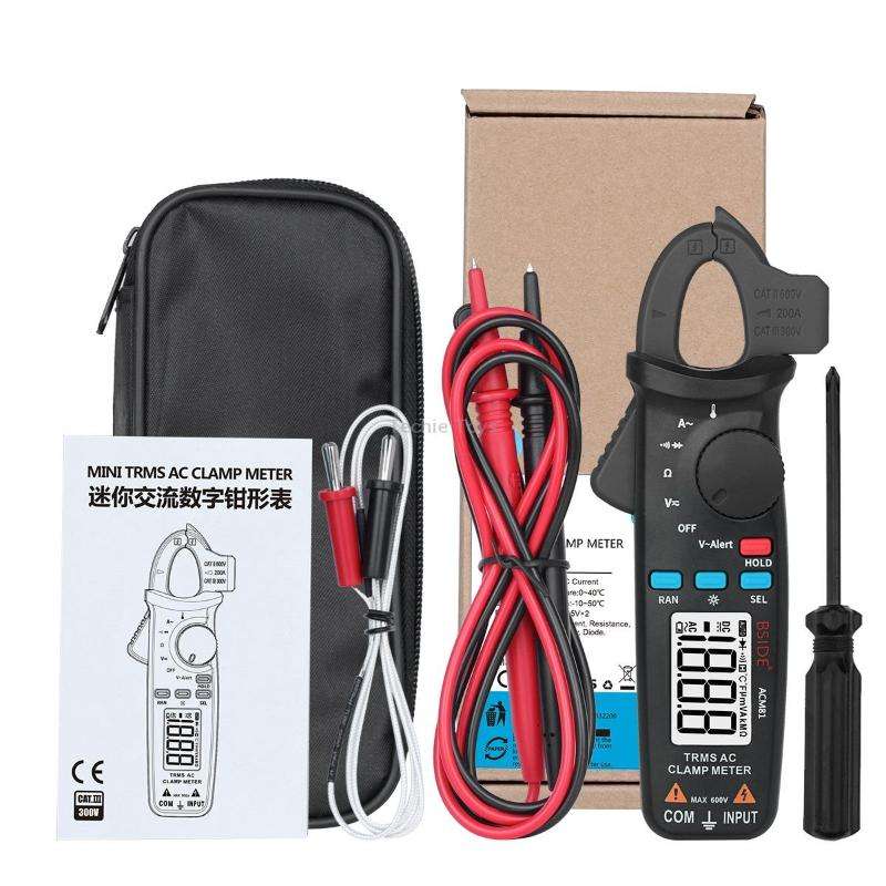 BSIDE ACM81 Digital Clamp Meter Auto-Rang 1mA Accuracy 200A Current DC AC Multimeter(Black)
