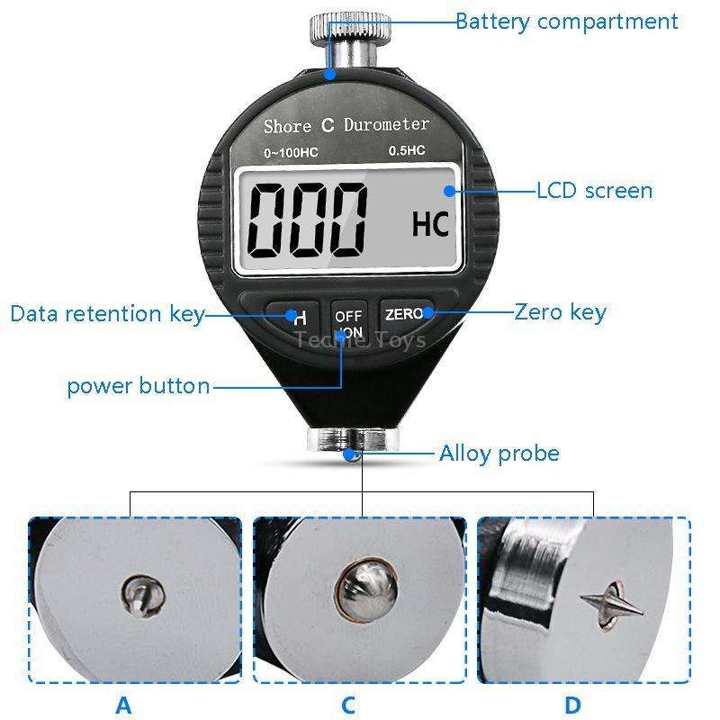 Electronic Digital Display Hard Meter Plastic Rubber Silicone Tire Hardness Meter, Model: 0-100HA A