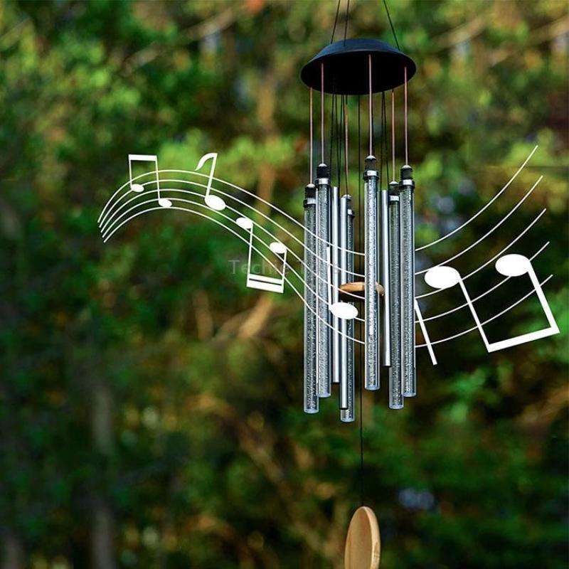Outdoor Solar Colorful Gradient Rotating Wind Chime Garden Decorative Light(Acrylic Stick + Wooden S