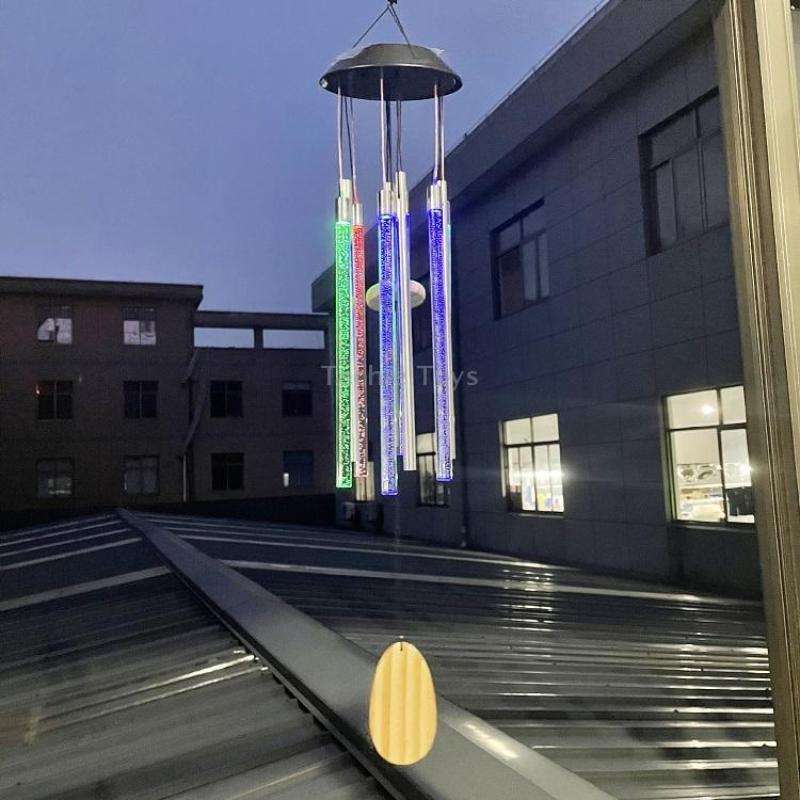 Outdoor Solar Colorful Gradient Rotating Wind Chime Garden Decorative Light(Acrylic Stick + Wooden S