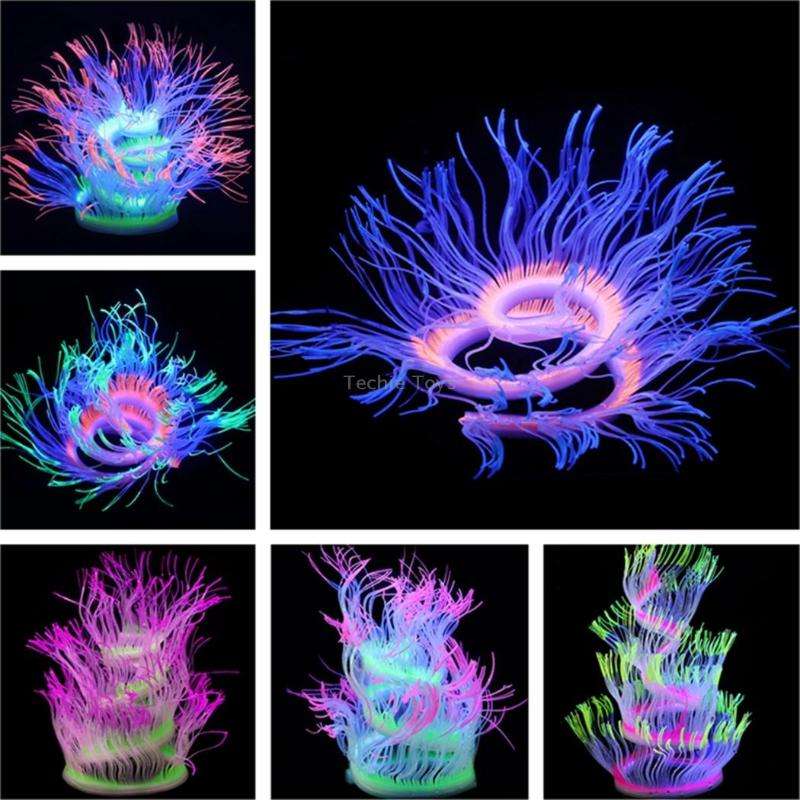 Aquarium Fish Tank Landscaping Decoration Silica Gel Simulation Software Coral Fluorescent Anemone,