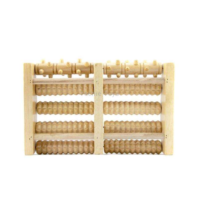 Wooden Roller Massager Small Nails Five-Row Foot Massager(27 x 19 x 4.5cm)