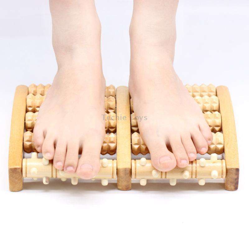 Wooden Roller Massager Small Nails Five-Row Foot Massager(27 x 19 x 4.5cm)