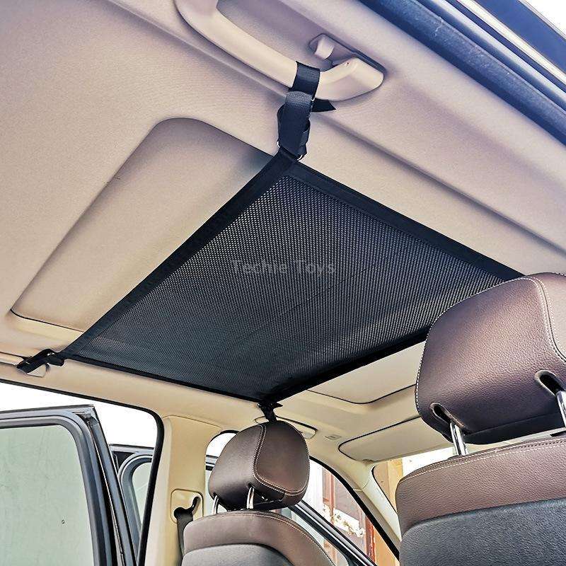 Car Storage Network Pocket Car Roof Seating Room Mesh Folding Hanging Bag, Style: Single Layer(Black