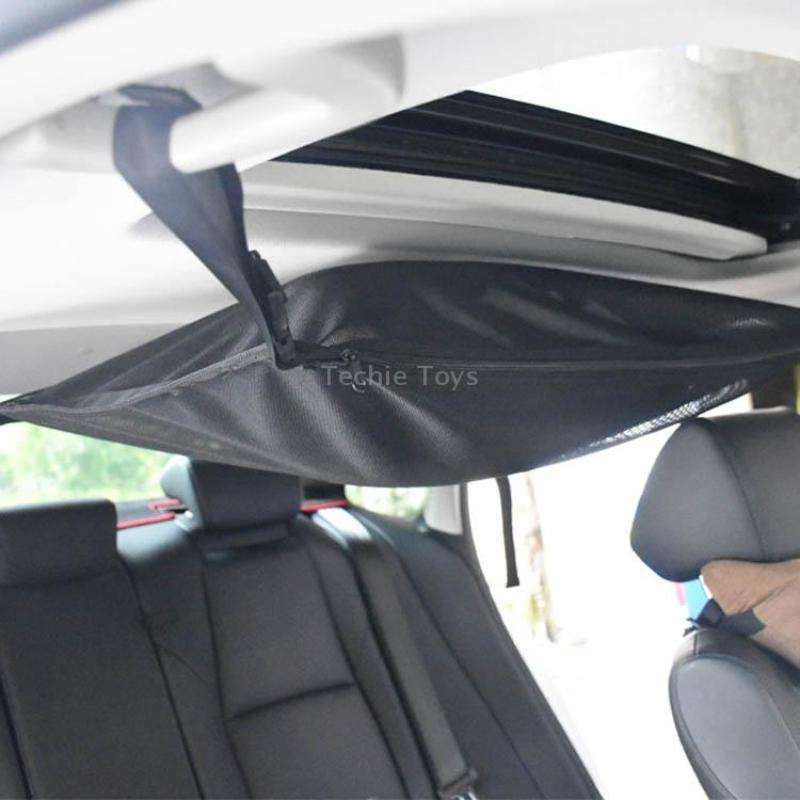 Car Storage Network Pocket Car Roof Seating Room Mesh Folding Hanging Bag, Style: Single Layer(Black