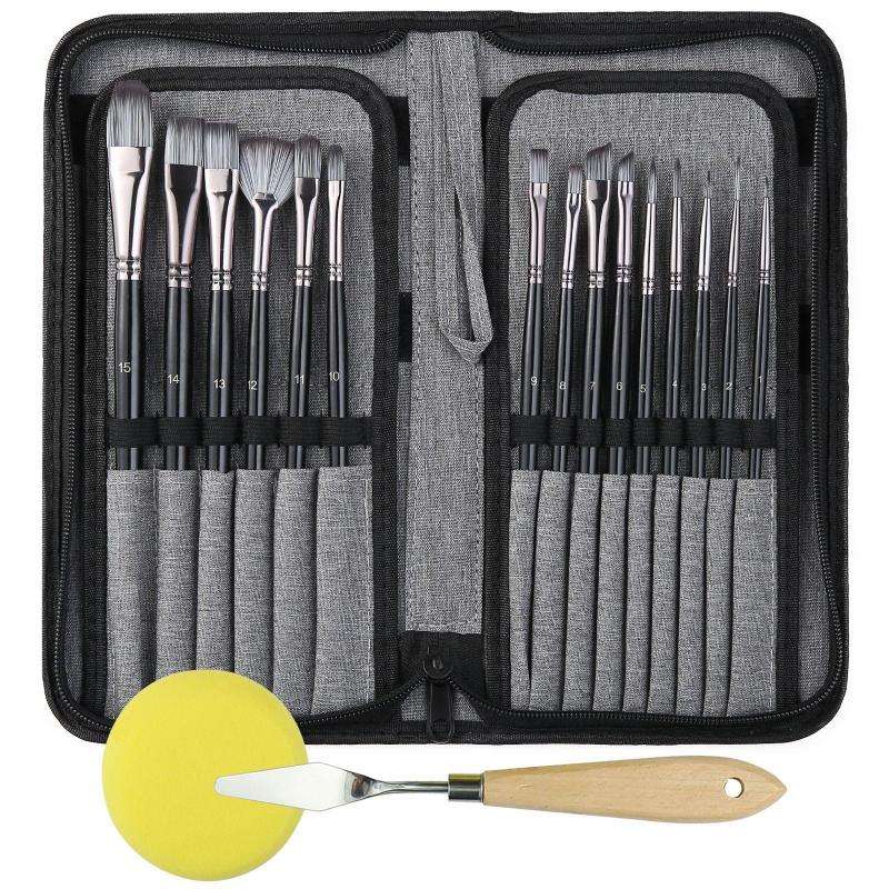 17 in 1 Acrylic Paint Brush Multi-Purpose Nylon Wool Watercolor Paint Brush Art Painting Material Qi