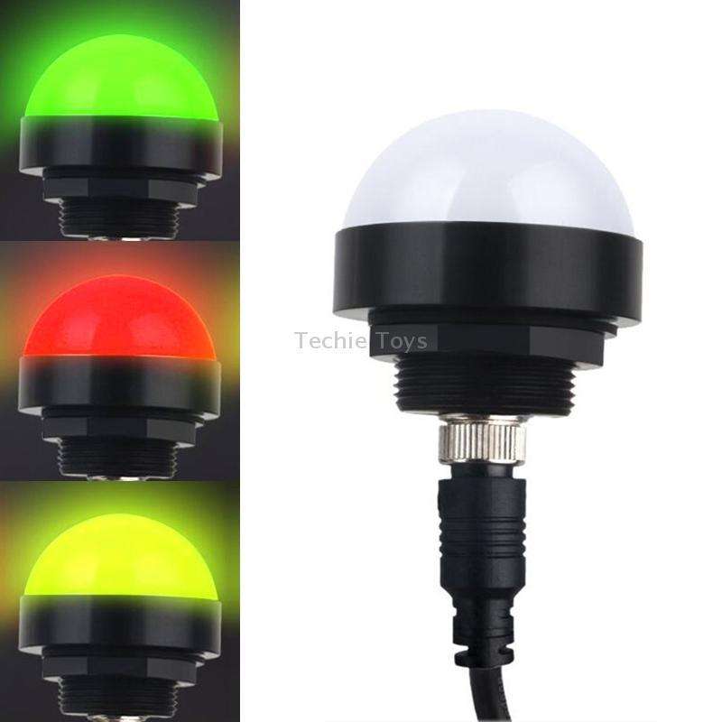 24V Safety Three-Color Warning Light Alarm LED Hemispherical Waterproof Indicator(No Sound)