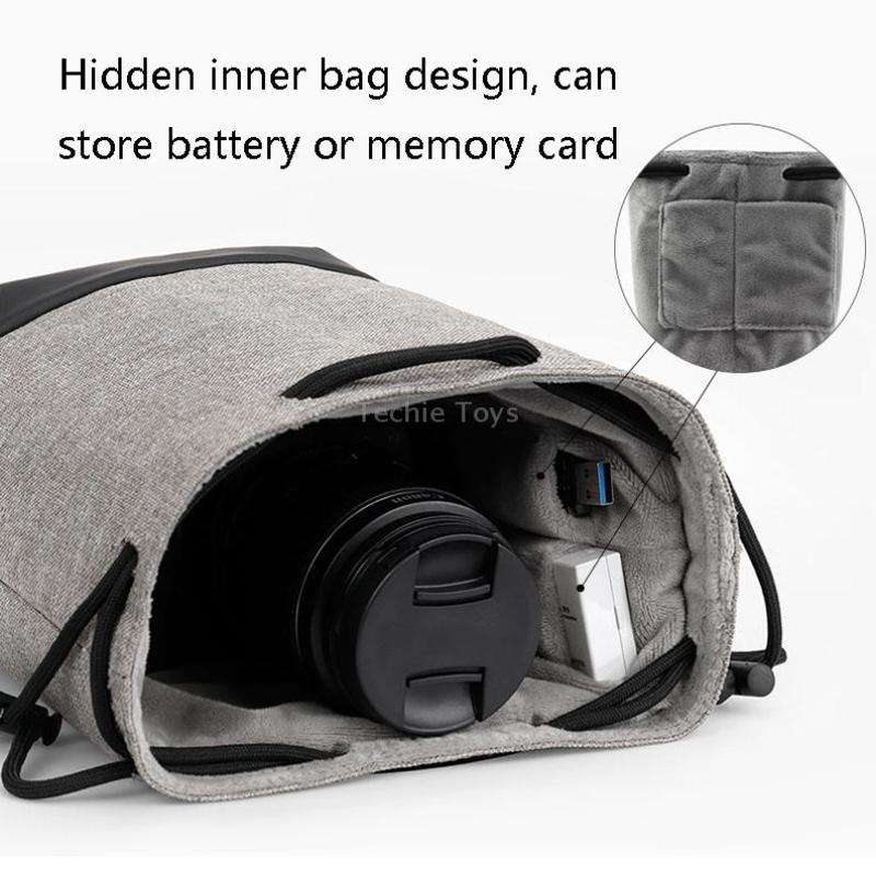 Baona Waterproof Micro SLR Camera Bag Protective Cover Drawstring Pouch Bag, Color: Medium Gray