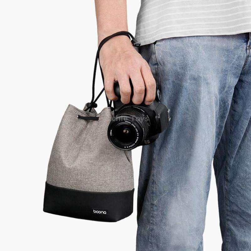 Baona Waterproof Micro SLR Camera Bag Protective Cover Drawstring Pouch Bag, Color: Medium Gray