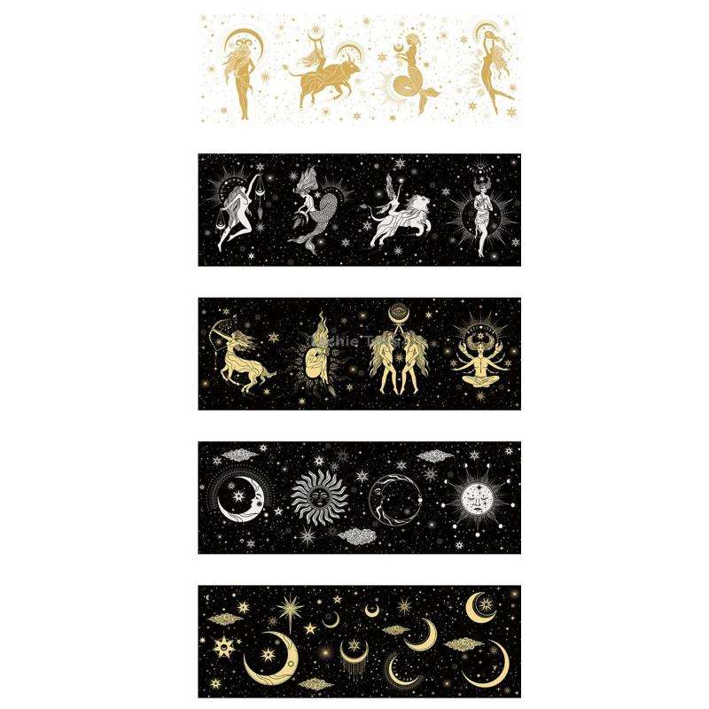 88988 Colorful Bronzing Washi Tape Starry Sky Hand Account Tape(Star Hot Silver 4)