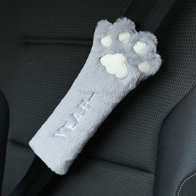 Car Plush Head Pillow Cat Claw Car Neck Pillow Car Female Decorative Supplies, Colour: Gray Shoulder