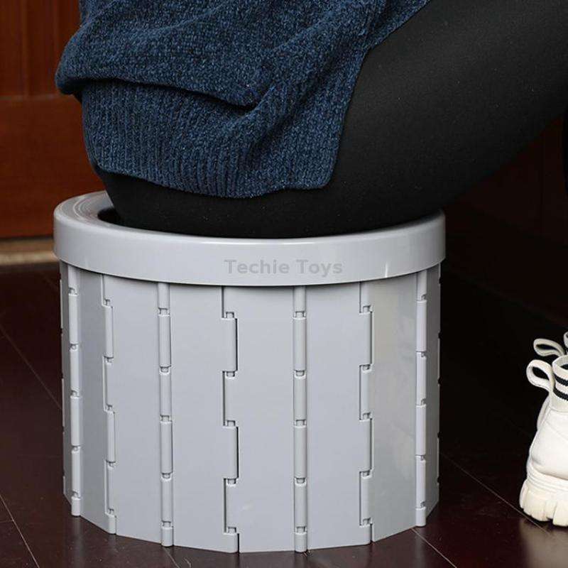 Folding Toilet Travel Car Toilet With Cover Indoor Portable Emergency Camping Toilet(Grey)