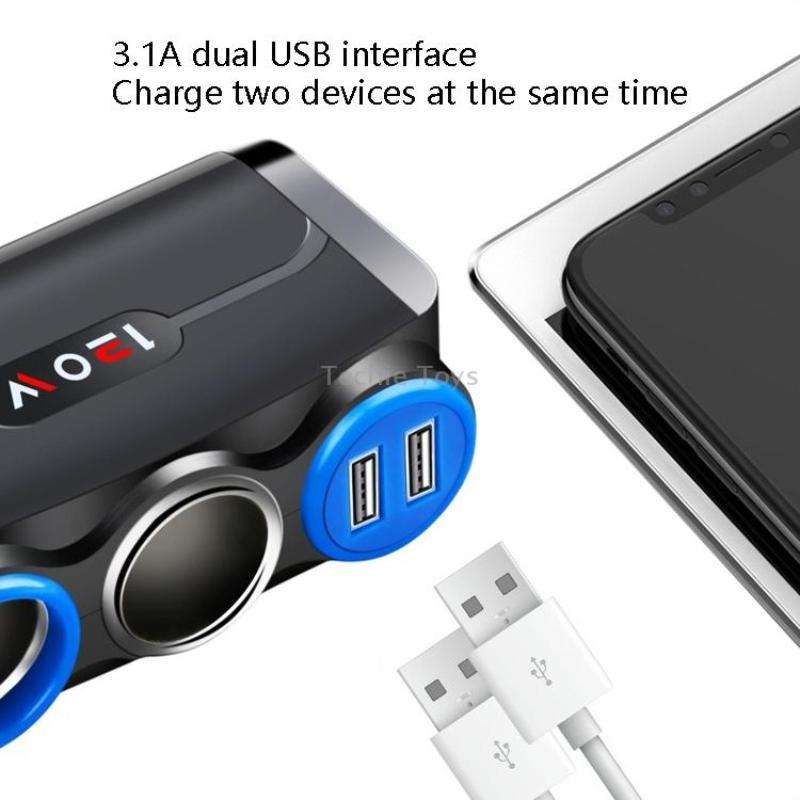 Car Cigarette Lighter Multi-Function Mobile Phone Charging USB Car Charge 12/24V Adapter Plug(Black