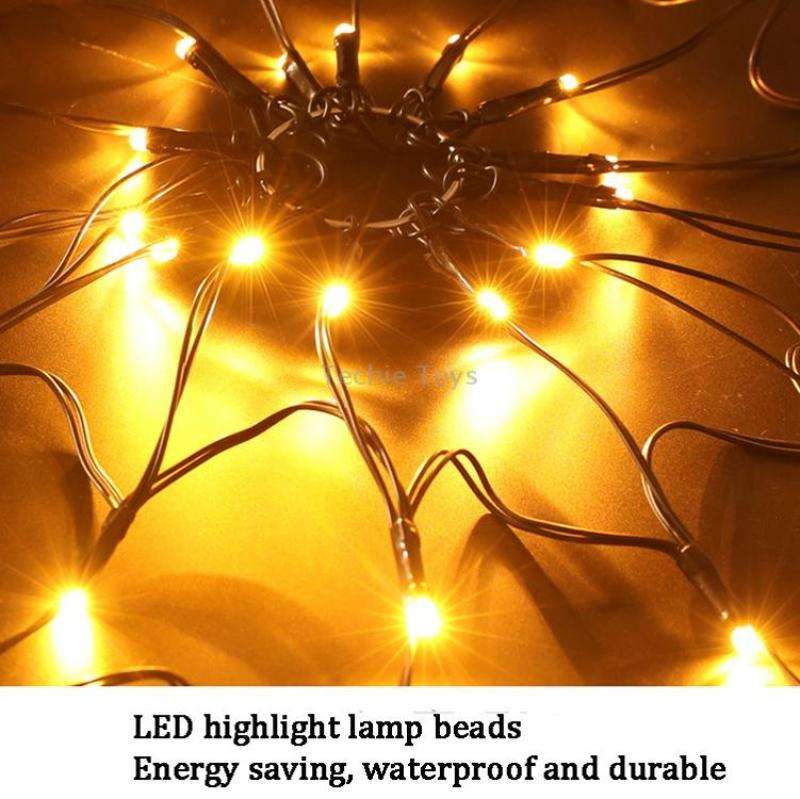 LED Spider Web Lamp with Remote Control Halloween Atmosphere Decoration Props, Power: Battery Box