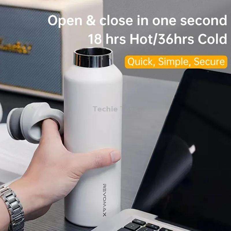 REVOMAX Stainless Steel Vacuum Flask Outdoor Car Vacuum Flask, Capacity 950ml (Space Ash)