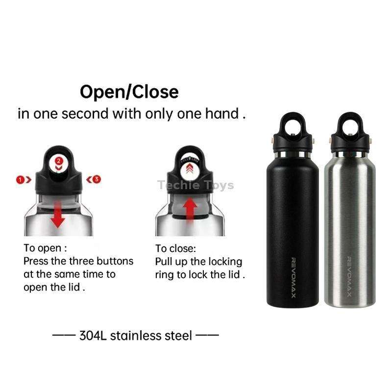 REVOMAX Stainless Steel Vacuum Flask Outdoor Car Vacuum Flask, Capacity 950ml (Space Ash)