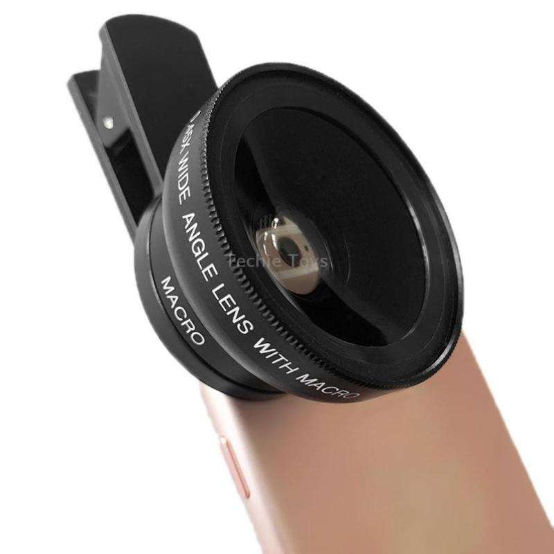 2 PCS 0.45X Ultra-Wide-Angle Macro Combination Mobile Phone External Lens With Clip(Black)