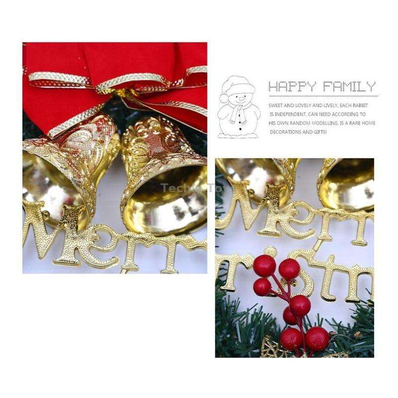 Christmas Decoration Wreath Garland Rattan Door Hanging, Specification: Double Clock