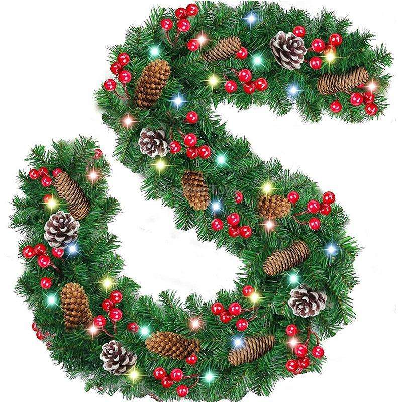 270cm PVC Christmas Decoration Rattan Mall Bar Door Hanging Decoration(With Light)