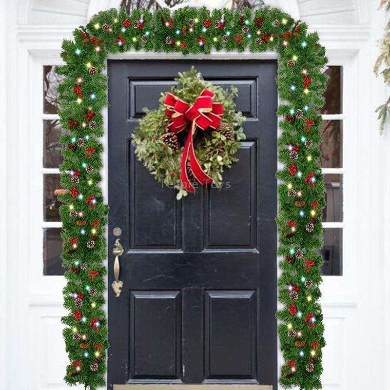 270cm PVC Christmas Decoration Rattan Mall Bar Door Hanging Decoration(With Light)