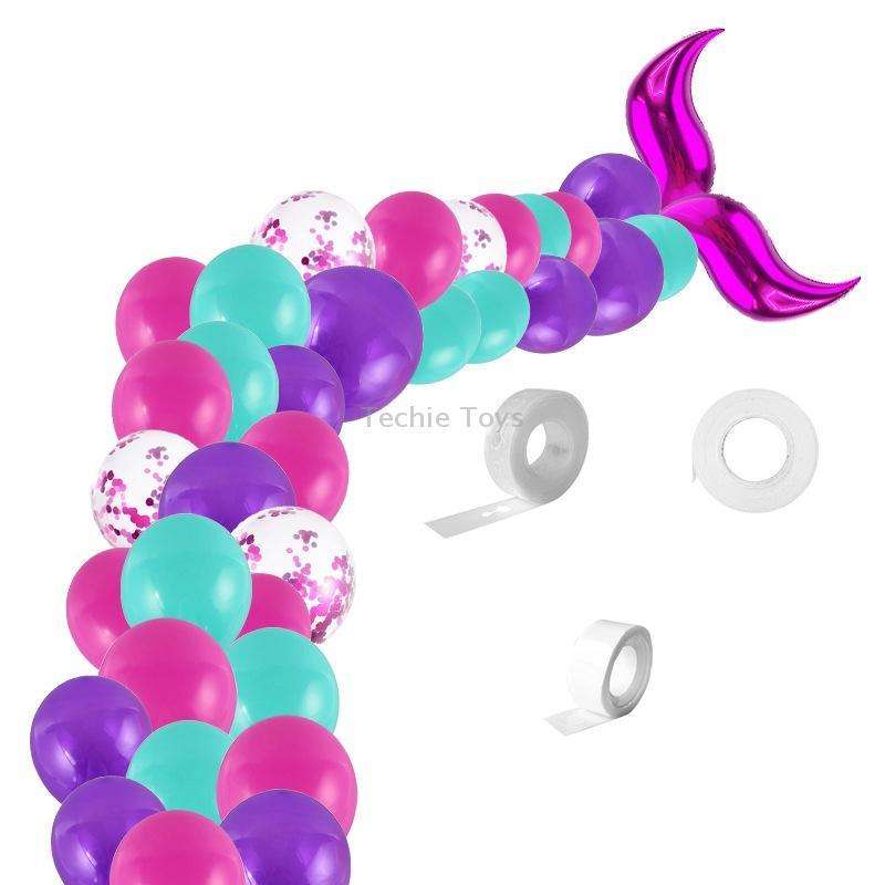 5011 Birthday Party Decoration 12 Inch Mermaid Tail Latex Balloon Set(Rose Red)