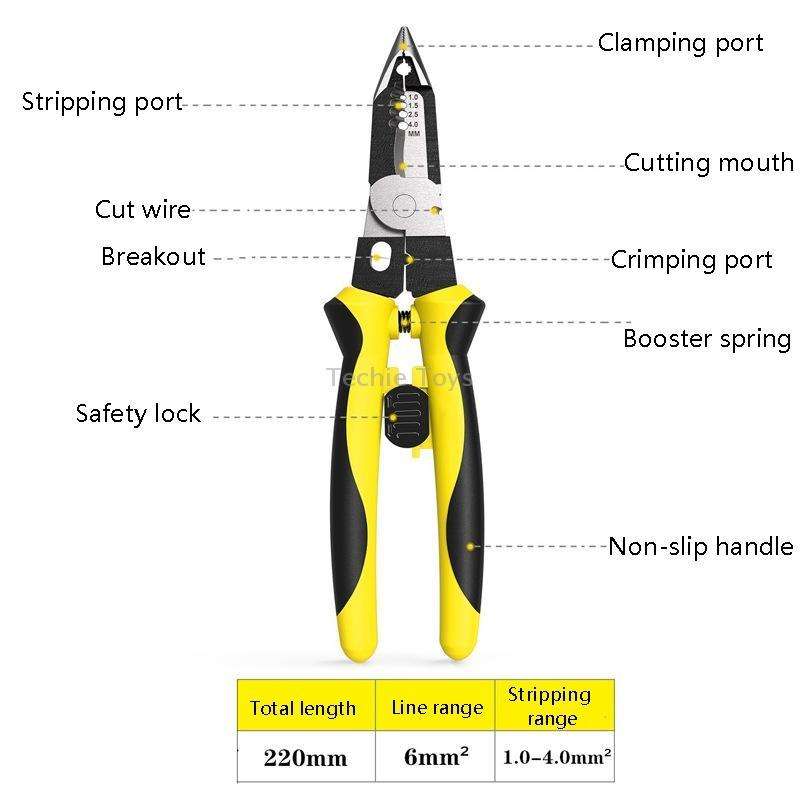 7 In 1 Multi-Function Wire Stripper Electrician Manual Tool(Black Yellow)
