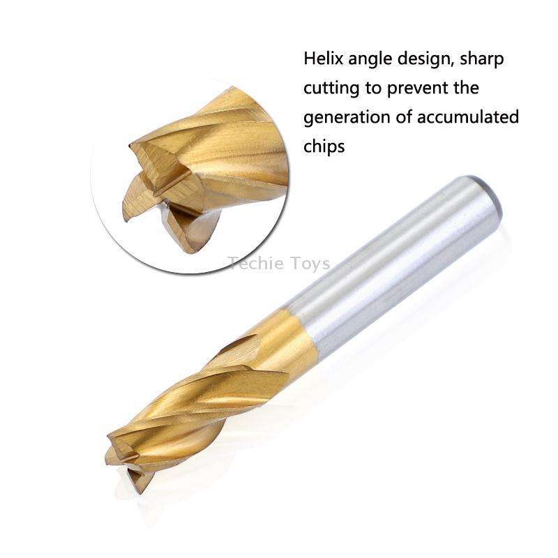 7 PCS/Set High-Speed Steel And Aluminum End Face Milling Cutter With Straight Shank Titanium-Plated