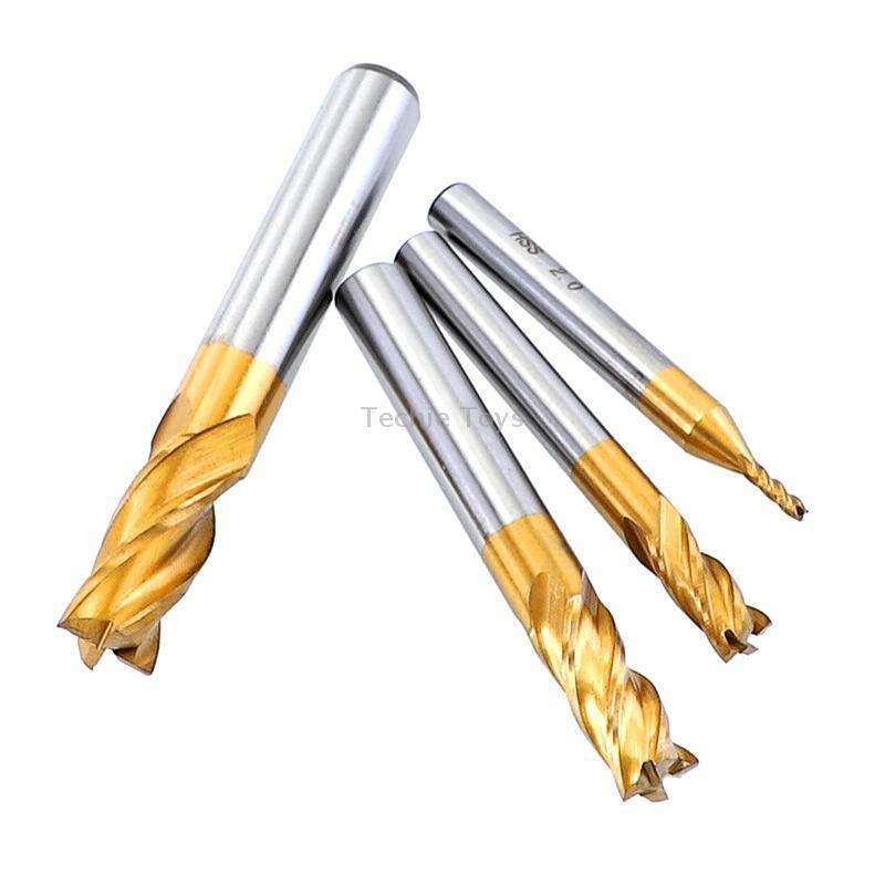 7 PCS/Set High-Speed Steel And Aluminum End Face Milling Cutter With Straight Shank Titanium-Plated