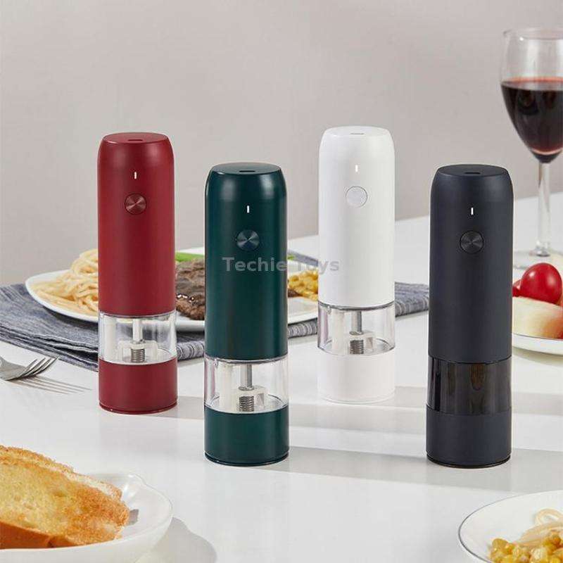 BY800 Electric Black Pepper Grinder Charge-Type Pepper Sea Salt Seasoning Grinder(Agate Red)