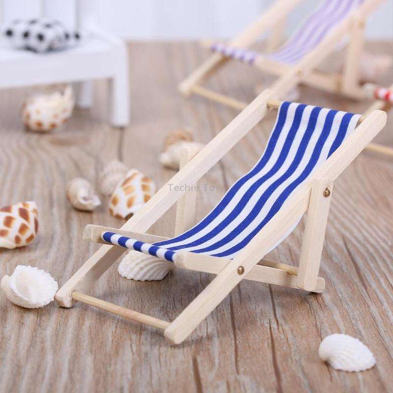 2 PCS 1:12 Beach Lounge Chair Simulation Model Outdoor Beach Scene Shooting Props Can Be Folded(Red)