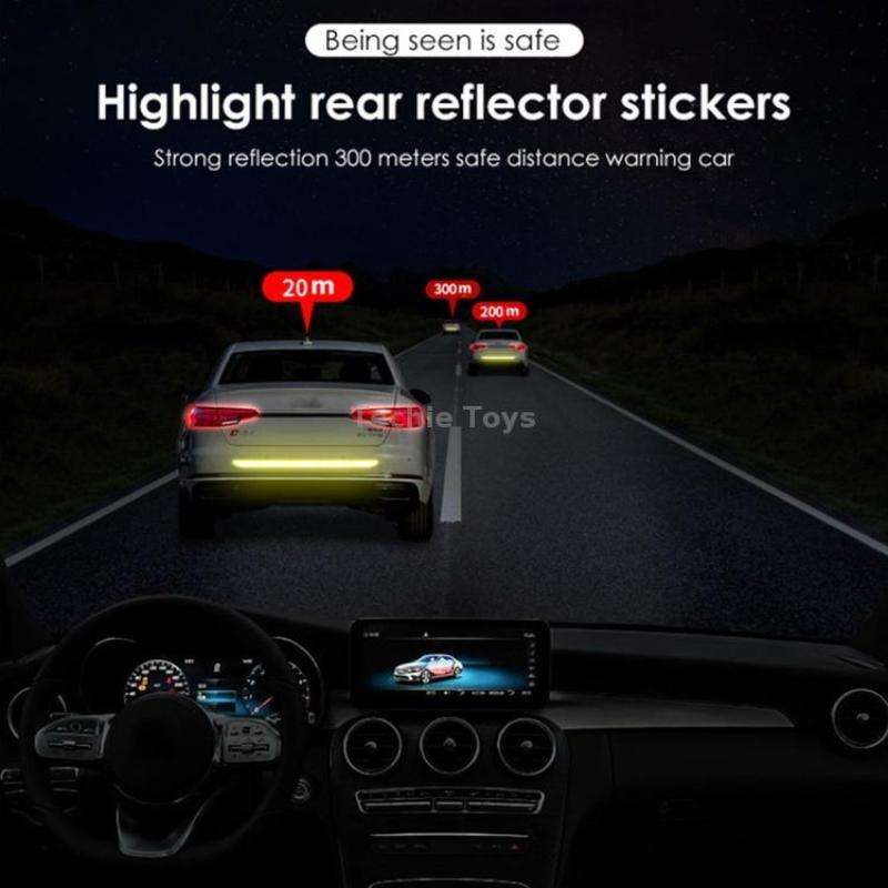5 Sets Car Trunk Reflective Decorative Strip Anti-Scratch Car Tail Warning Decorative Stickers(Yello