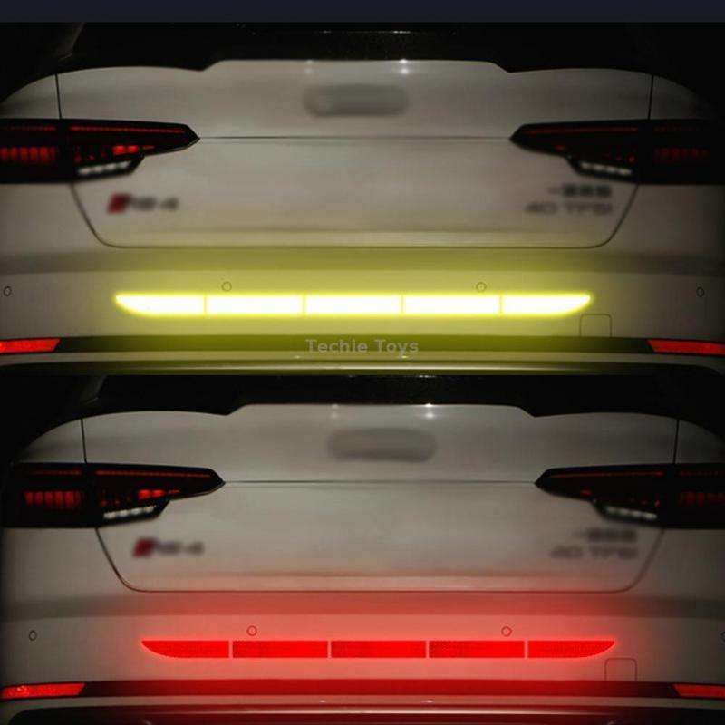 5 Sets Car Trunk Reflective Decorative Strip Anti-Scratch Car Tail Warning Decorative Stickers(Yello